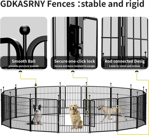 Miniatura 2 de Corralito portátil para perros, valla de ejercicio de metal resistente para mascotas, corral para interiores y exteriores, corral para mascotas