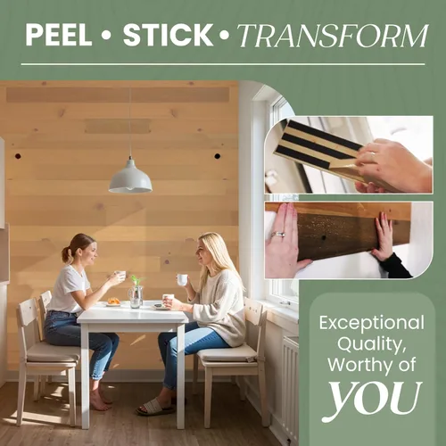 Miniatura 4 de Timberchic Tablones de pared de madera de pino – Aplicación simple de revestimiento de pared de despegar y pegar para decoración de paredes