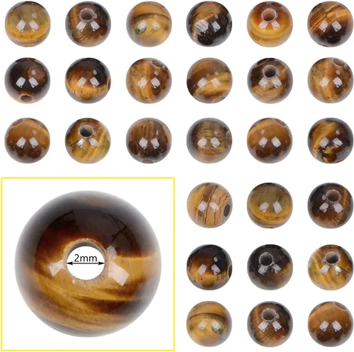 Miniatura 13 de Bymitel Cuentas de piedra natural original de 0.315 pulgadas (0.315 pulgadas), cuentas sueltas redondas y sueltas, 45 cuentas sueltas para hacer