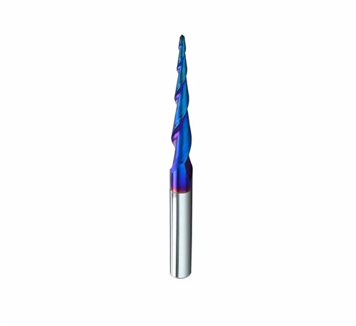 Miniatura 16 de 2 piezas de punta de bola de 1 grado cortador fresadora CNC fresadora espiral herramienta de fresado con revestimiento azul nano 1/8 diámetro