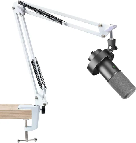 Miniatura 8 de SUNMON Brazo de Boom Blanco para Fifine AM8 - Brazo de Micrófono Compatible con Micrófono Fifine, Clip Adaptador de Tornillo de 3/8" a 5/8