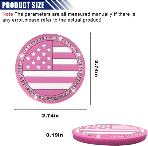 Miniatura 2 de 2.74 pulgadas, 2 posavasos con diseño de bandera estadounidense, a prueba de golpes, antideslizante, para insertar en el automóvil, tapete