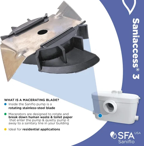 Miniatura 8 de SFA SANIFLO - Saniaccess 3 - Bomba de maceración para baño completo - Instalación versátil - Acero inoxidable endurecido - Paneles de acceso