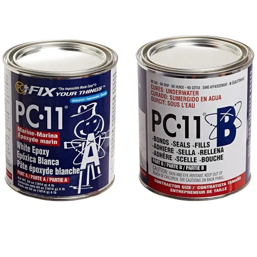 Miniatura 12 de PC-Products PC-11 Pasta adhesiva epoxi, grado marino de dos partes, 1 libra en dos latas, blanco roto 62118, paquete de 2