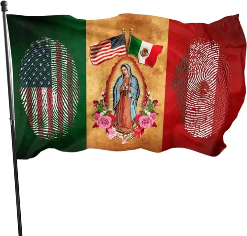 Miniatura 9 de Bandera de la amistad de Estados Unidos y México de 3 x 5 pies, pancarta de jardín para interiores y exteriores, decoración perfecta México Amistad