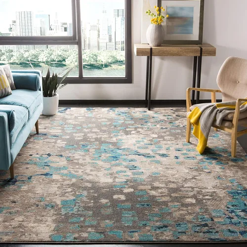 SAFAVIEH colección Monaco MNC225E - Alfombra boho chic con diseño abstracto de acuarela, no suelta pelusa, para sala, habitación, comedor, oficina