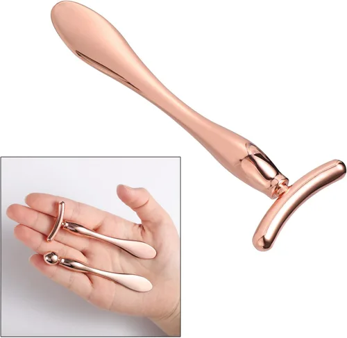 Miniatura 2 de 2 piezas de aplicador de crema para ojos de metal, rodillo facial masajeador, varita de masaje para ojos, mujeres y niñas, masajeador facial