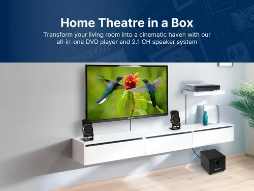 Miniatura 6 de Emerson ED-8050 Reproductor de DVD de cine en casa de 2.1 canales y sistema de sonido envolvente con subwoofer, salida HDMI, reproducción USB