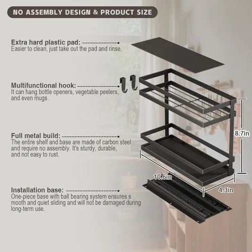 Miniatura 6 de Magheo Organizador de Especias Extraíble para Armario, 4 Piezas Organizador de Condimentos de Metal, Estante de Almacenamiento de Especias