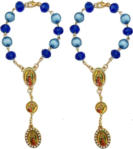 Miniatura 13 de Nuestra Señora Guadalupe Virgen María Centro de mesa Bautismo Recuerdos de Bautizo Rosario Pulsera Recuerdos Fiesta de Recuerdos - 12 Piezas
