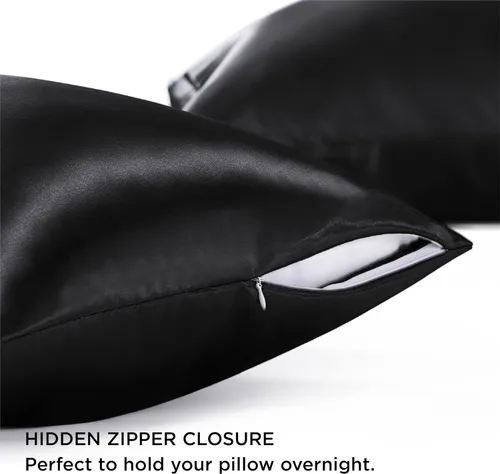 Miniatura 2 de Bedsure Juego de 2 fundas de almohada de satén con cremallera, similar a las fundas de almohada de seda, juego de 2 fundas de almohada de satén 04