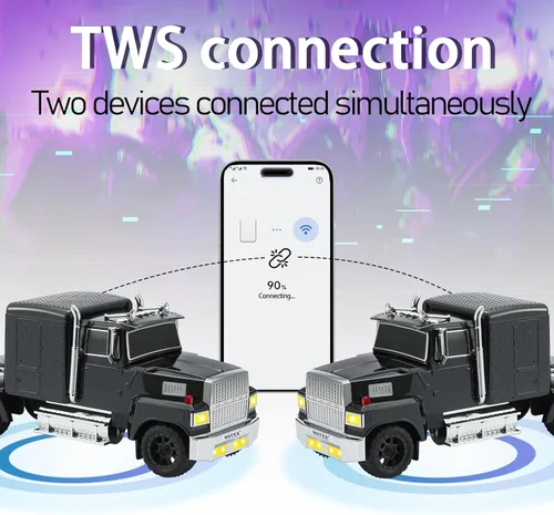 Miniatura 3 de WSTER American Truck Altavoz Bluetooth, modelo de coche retro, inalámbrico portátil con sonido estéreo HD, emparejamiento TWS, reproducción Negro