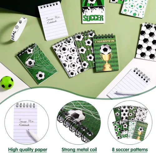 Miniatura 4 de 24 cuadernos de fútbol para fiestas deportivas, cuadernos de fútbol para niños, cuadernos de espiral, cuadernos de profesores, escuela, aula