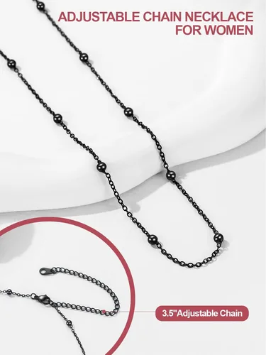 Miniatura 4 de FOCALOOK Collar de cuentas, gargantilla de doble capa, chapado en oro de 14 quilates, collares bohemios de metal para mujer
