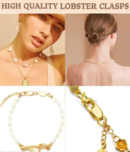 Miniatura 4 de Dailyacc Cierres de pinza de langosta para hacer joyas, oro y plata con anillos de salto, cierres seguros para collares, pulseras, manualidades