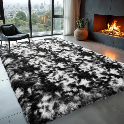 Miniatura 79 de Zentavio Alfombras de área para sala de estar, alfombras grises para dormitorio, alfombra de 4 x 6, alfombra mullida, peluda y suave, shag estética