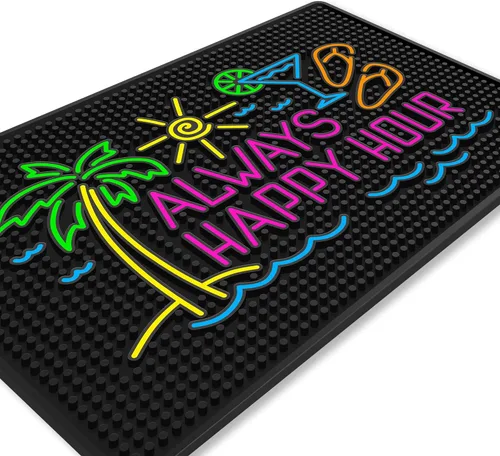 Miniatura 9 de Always Happy Hour - Tapete de barra de goma Tiki de 18 x 12 pulgadas para bar en casa, bar al aire libre, barra húmeda y encimera, tapete tropical