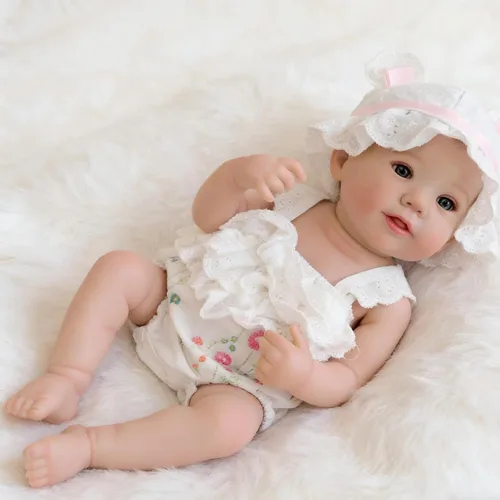 Miniatura 6 de iCradle Preciosa muñeca realista de 19 pulgadas, muñeca de bebé recién nacida de cuerpo completo de vinilo de silicona de aspecto real, muñeca
