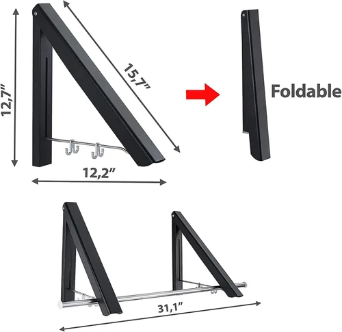 Miniatura 2 de Estante de secado plegable para montar en la pared, colgador de ropa retráctil, percheros de secado de aluminio para el hogar, organizador