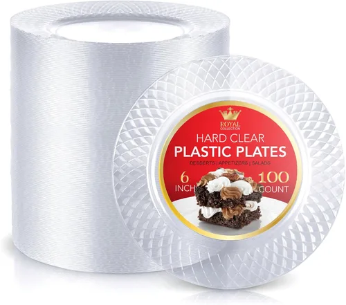 Stock Your Home Platos de postre de plástico transparente de alta calidad, platos para aperitivos, postres y fiestas de 6 pulgadas (100 unidades)