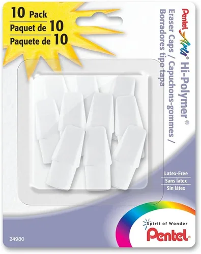 Pentel Arts - Borradores de tapa blanca de alto polímero, paquete de 10 (ZEH02PABP10)