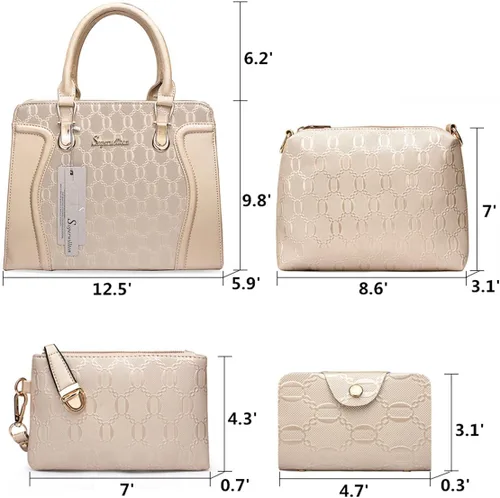 Miniatura 22 de Bolsos de mano de moda para mujer, bolsa de hombro, asa superior, bolsa de mano, juego de 4 piezas