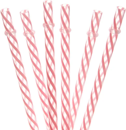 Miniatura 12 de Dakoufish 12 pajitas gruesas de plástico reutilizables de 11 pulgadas, sin BPA, pajitas para tarros de masón, color a rayas pequeñas