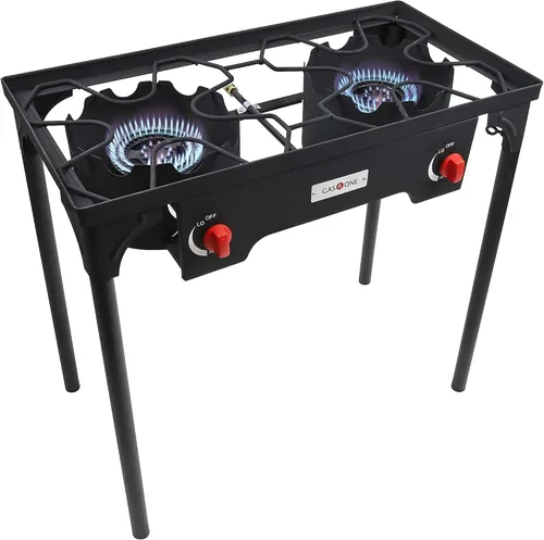 Miniatura 10 de Gas One Estufa de campamento de dos quemadores de propano con parabrisas de propano de alta presión para exteriores, regulador PSI ajustable