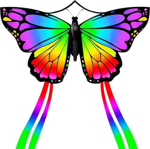 Mariposa enorme cometa para niños y adultos, cuerda de una sola línea con cola fácil de volar para viajes a la playa, parque, juegos y actividades
