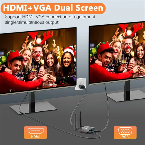 Miniatura 8 de TIMBOOTECH Transmisor y receptor HDMI inalámbrico 4K, USB C a HDMI inalámbrico, Plug & Play, VGA y HD pantallas duales, transmisión de video 5.8G