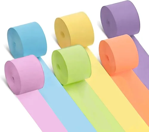 Miniatura 31 de 12 rollos de serpentinas de arcoíris únicos, paquete de 12 rollos de papel crepé arcoíris únicos de 984 pies para decoraciones de fiestas, Multicolor