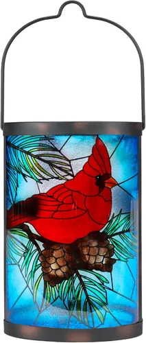 Miniatura 24 de Farol solar para exteriores, impermeable, colgante, luces solares de cristal de pájaro azul, faroles decorativos para exteriores, patio, césped