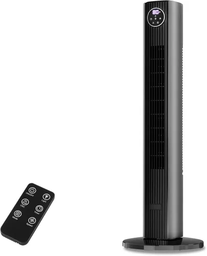 Miniatura 8 de Electactic Ventilador de torre para dormitorio, ventilador de pie de 25 pies/s, ventilador oscilante de 85° con control remoto, 3 velocidades, 4