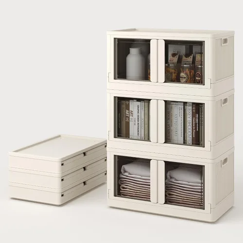 Miniatura 11 de FLEXIMOUNTS 75 QT Contenedores de almacenamiento apilables con tapas, contenedores de almacenamiento de plástico plegables, organizadores de armario