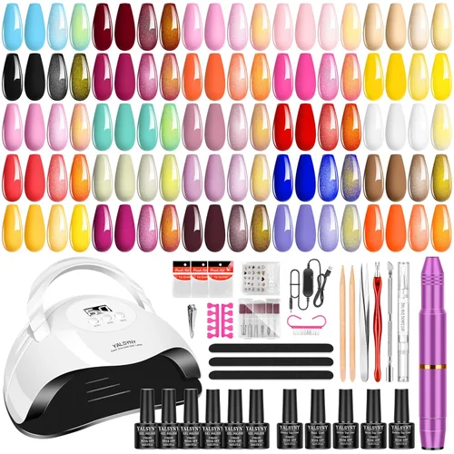 Miniatura 9 de Kit de esmalte de uñas de gel con lámpara de uñas UV, kit de uñas de gel para remojar, base y capa superior, juego de herramientas para uñas