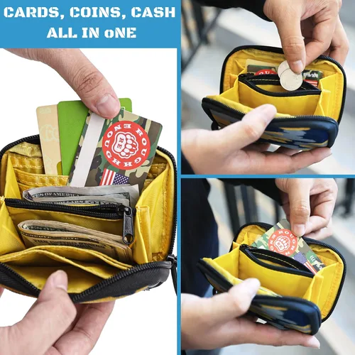 Miniatura 3 de Rough Enough - Cartera para adolescentes y niños, tarjetero con cordón para el cuello, cremallera, bolsillo para monedas, acordeón, lona