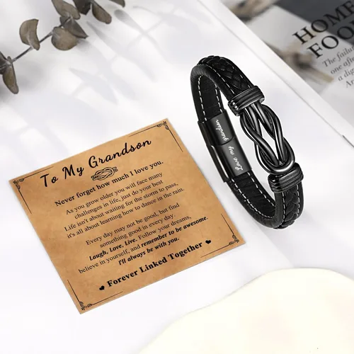 Miniatura 5 de ORISPRE Pulsera con texto en inglés "To My SonGrandsonSobrino", regalos para adolescentes, niños y hombres, pulsera inspiradora para confirmación