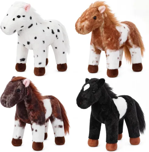 Miniatura 4 de Skylety 4 piezas de juguete de peluche de burro de 8 pulgadas para niños y niñas, lindo juguete surtido de animales grises, regalos de fiesta