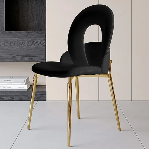 Miniatura 16 de Kitchen Dining Chairs with Genuine Leather,Dining Room Chairs with Metal Legs,Living Room Chair Curved Backrest,Kitchens Chair for Living, Negro