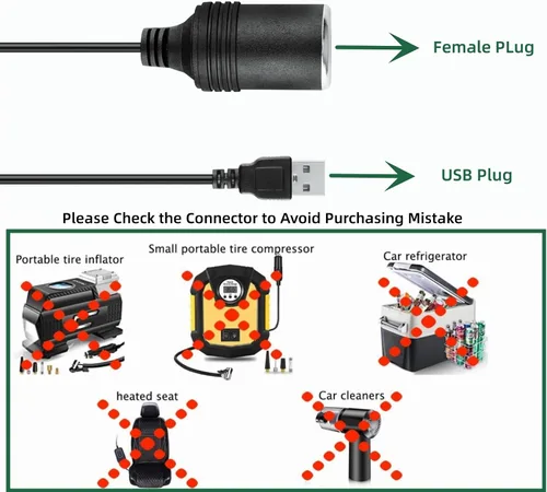 Miniatura 3 de USB A macho a 12 V cargador de coche hembra Socket convertidor de energía para conducir grabadora DVR Dash Cámara