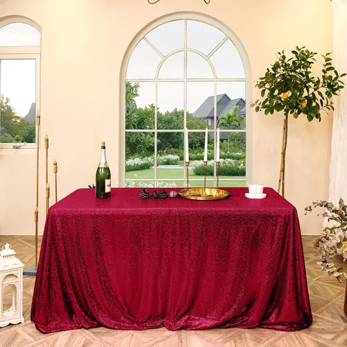 Miniatura 53 de Manteles redondos de lentejuelas negros para fiestas, de 121,9 cm, mantel redondo de purpurina ajustado, pequeño, lindo y dulce, para boda
