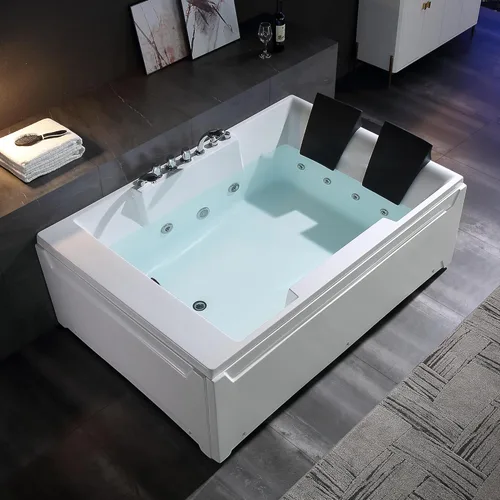 Miniatura 6 de Empava Bañera de hidromasaje de 72 x 48 pulgadas para pareja, bañera de hidromasaje de 1125 W con luz, hidromasaje, cromaterapia, certificado ETL