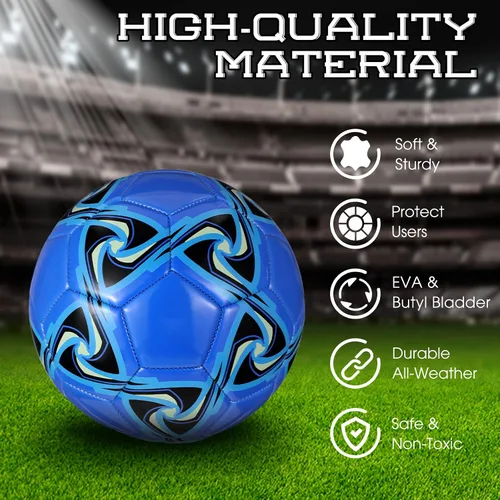 Miniatura 4 de Deekin 6 pelotas de fútbol a granel con inflador, tamaño oficial, para interiores y exteriores, regalo de fútbol para niños, adolescentes y adultos