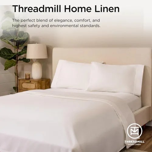 Miniatura 8 de Threadmill Sábanas de lujo de 800 hilos tamaño California King, 100% algodón, sábanas de tejido satén blanco estilo hotel, mejor que el algodón