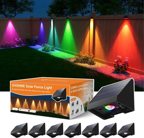 Miniatura 15 de Paquete de 16 luces solares para valla de montaje en pared para exteriores, decorativas, impermeables, para terraza, escaleras exteriores, jaula