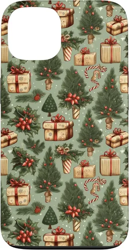 Miniatura 7 de Vintage Christmas Theme Holiday Trees, Presents, Teal, Bows Case for iPhone 17