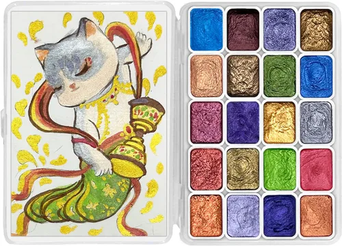 Miniatura 17 de CraftyManor Mini Juego de Pintura de Acuarela Cambiante de Silvicultura, 40 Pinturas de Acuarela Cambiantes de Color, Pinturas de Acuarela Metálicas