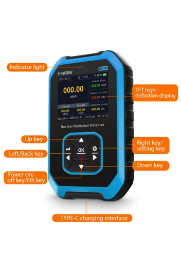 Miniatura 6 de 【GC-01 Mejorado】Detector de Radiación Nuclear Contador Geiger WESTOBIG, Dosímetro Personal Probador de Radiactividad de Rayos X Rayos γ Rayos β