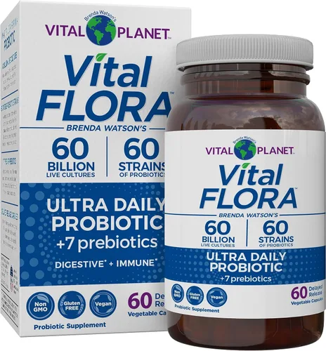 Miniatura 7 de Vital Planet - Probiótico Vital Flora Ultra Daily 60 mil millones de UFC, diversas cepas, prebióticos orgánicos, apoyo inmunológico, alivio