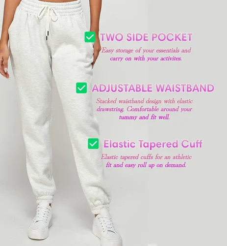 Miniatura 20 de IUUI Pantalones deportivos de cintura alta para mujer, con bolsillos, de algodón, holgados, atléticos